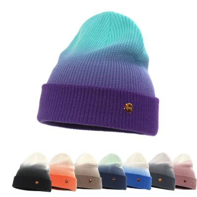 China COMMON Wholesale Custom High Quality Gradient Texture Small Knit Hat Men Women Fall/Winter New Dome Woolen Warm Hat for sale