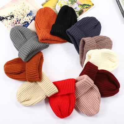 China New Brand JOINT Beanie Women Hand Knitted Plain Hand Knitted Hats With Custom Tags for sale