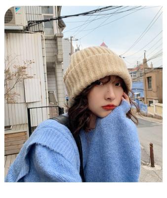 China COMMON Solid Color Hat Fashion Hot Selling Knitted Pile Hat 2022 New Autumn And Winter Beanie Hat for sale