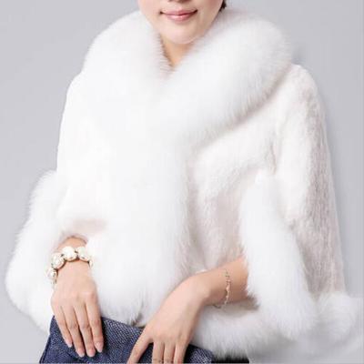 China Women's Sale Women's Real Rabbit Faux Fur Shawl Natural Knitted Real Rabbit Fur Poncho For Women Warm Warm Real Fur for sale