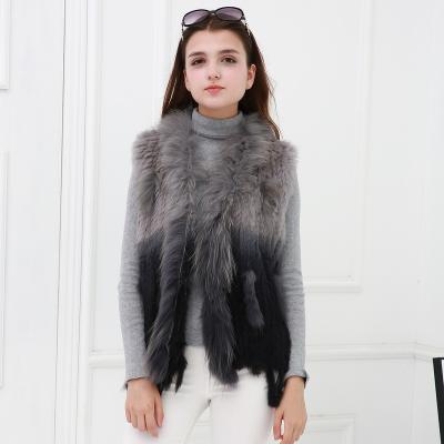 China Factory Wholesale Knitted Rabbit Fur Vest Women Fur Vest Fashion Style Waterproof Real for sale