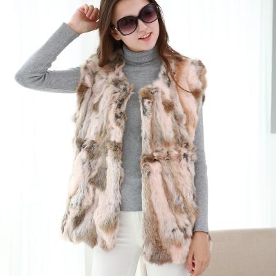 China Winter Spring Waterproof High Quality Custom Made Shorts Knitted Real Rabbit Fur Knitted Vest For Women for sale