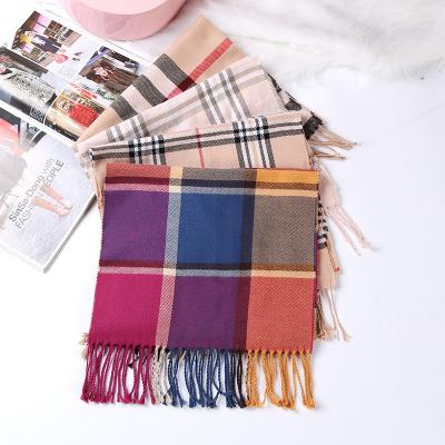 China Autumn And Winter Faux Cashmere Double Sided Scarf Plaid Scarf Women Long Thick Warm British Scarf Shawl for sale