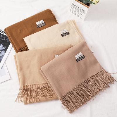 China Autumn And Winter Cashmere Scarf Solid Color Imitation Cashmere Candy Color Shawl Tassels Warm for sale