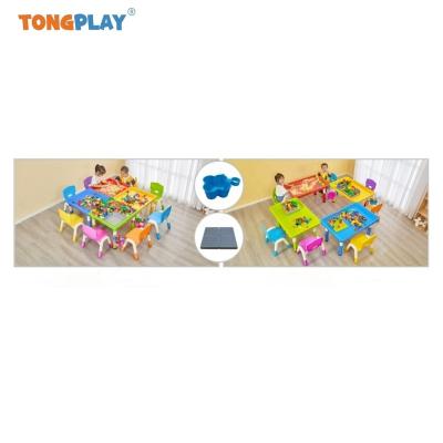 China Eco-friendly Kids Indoor Plastic Blocks Desk And Chair Manufacturers Children Play Toy sets for sale