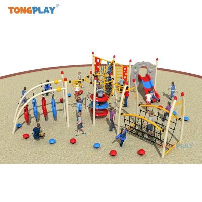 China Anti-slip Plastic slide and climbing frame physical Training Climbing Nets With Rope Structure for kids play for sale