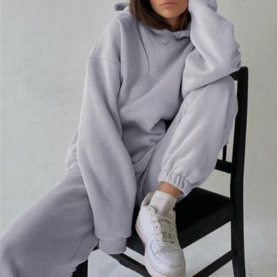 China Custom Made Breathable Logo Fleece Sweatsuit Jogging Thick Winter Breathable Set Plus Size Women Streetwear Sweatsuit for sale