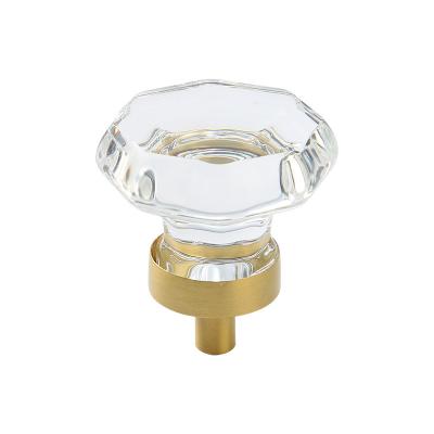 China Transparent single hole oval diamond stocked white crystal cabinet handle light luxury simple pure copper handle wholesale for sale