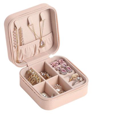 China Small Modern Stylish Mini Jewelry Box Bag PU Necklace Earrings Stud Ring Jewelry Box Portable Jewelry Box for sale