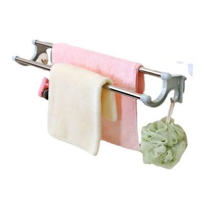 China Aoniu Opp Set Double Rod Towel Rack Transparent Strong Stocked Traceless Double Deck Towel Rack Bathroom Hooks for sale