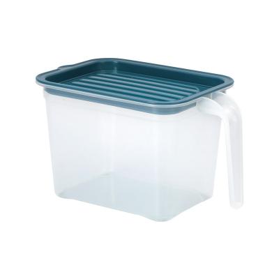 China Modern Stylish Clear Plastic Storage Box PET Handle Refrigerator Storage Belt Transparent Kitchen Frozen Food Storage Box for sale