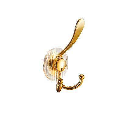 China Gold Lightweight Luxury Acrylic Hook Sticky Hook Key Bathroom Towel Stocked Free Punch Strong Adhesive Hang for sale