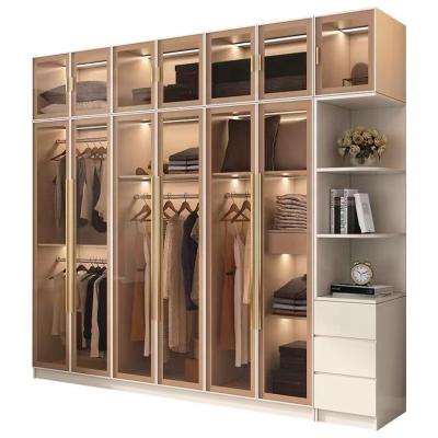 China (Other) Adjustable Modern Minimalist Glass Door Wardrobe for sale