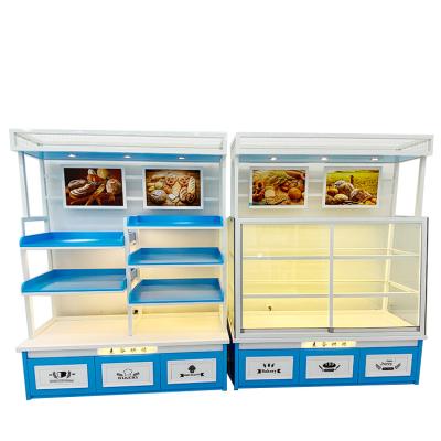 China Single Sided Wooden Bread Display Rack Bakery Display Cabinet Bread Display Rack for sale