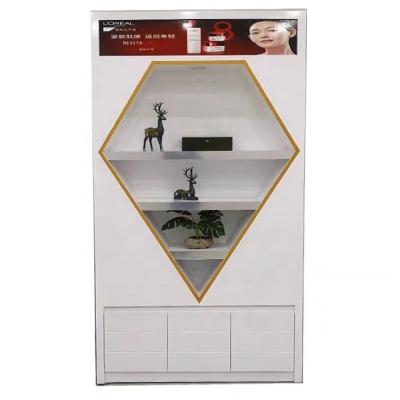 China Double Sided Product Display Cabinet Beauty Salon Skin Care Product Display Stand for sale