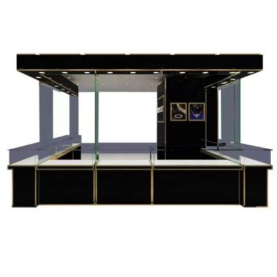 China Black Double Sided Gold Painting And Silver Jewelry Display Cabinet Display Stand for sale