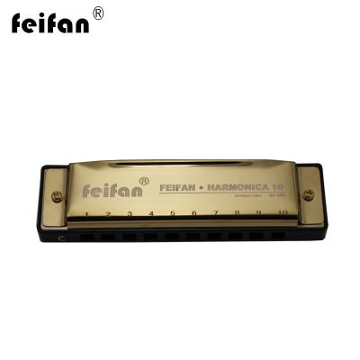 China Cheap Children 10 Holes Steel Panel Blues Copper Harmonica For Sale for sale