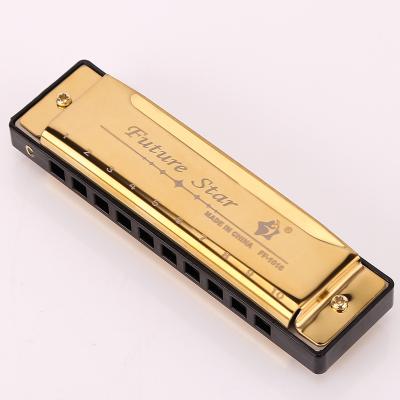 China Steel High Quality 10 Hole Blues Harmonica With Stainless Steel Lid for sale