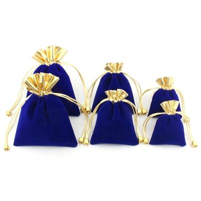 China Wholesale New Durable/Elegant Blue Velvet Jewelry Packaging Bag Christmas Wedding Gift Bag Candy Storage Bag for sale