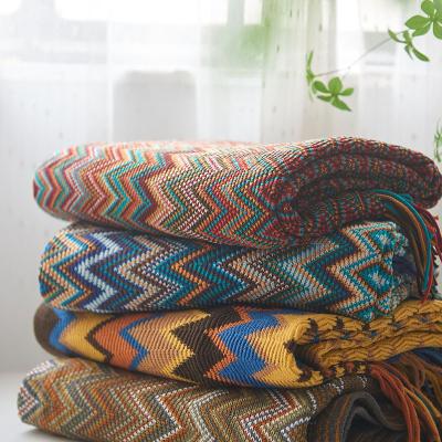 China KOREAN Knitted Small Nap Bohemian Air Conditioning Desk Blanket Blanket Sofa Blanket Knitted Blanket With Tassel for sale