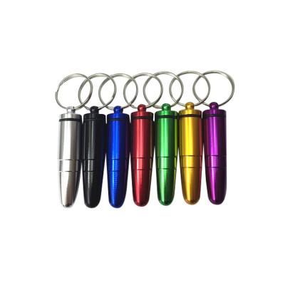 China Eco-friendly Custom Promotional Mini Bullet Shape Pill Holder Key Chain Pill Case for sale