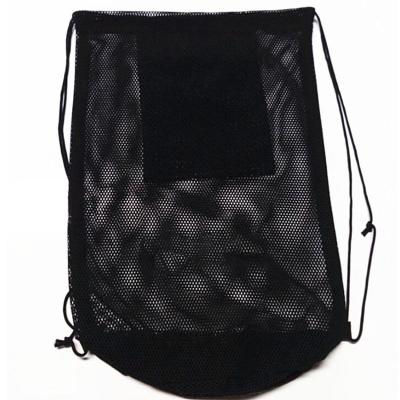 China Black Round Durable Promotional Mesh Bottom Boxing Gloves Bag Storage Drawstring Backpack for sale