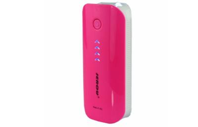 China LED lighting 5600mah Pink Custom Power Bank , Portable Battery Backup Power for sale