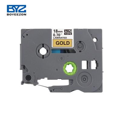 China Compatible ribbon tz-841 tze841 18mm*8m COMPATIBLE black label tape good quality TZ series brother printer on gold label tape for sale