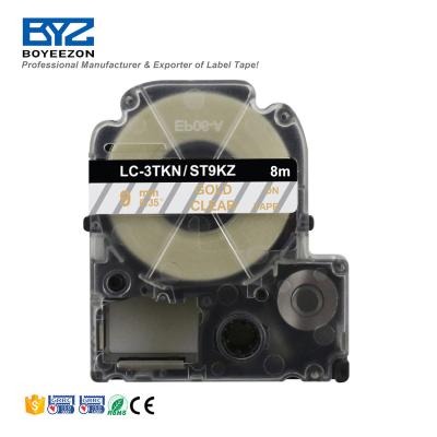 China Boyeezon COMPATIBLE gold on clear 9mm ST9KZ label tape epson LC-3TKN for tape printer for sale