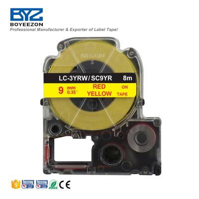 China Compatible LC-3YRW COMPATIBLE SC9YR red on yellow folded ribbon for Epson heat transfer label printing machine for sale