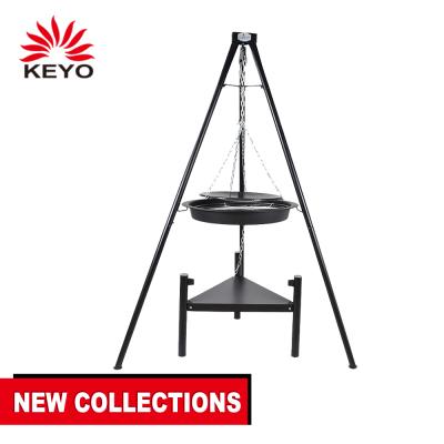 China Hot Selling Height Adjustable Black German Outdoor Black German Pit Swing Hanging Grill Tripod Barbecue Grill Te koop