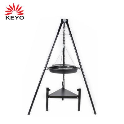 China KEYO Outdoor Charcoal Barbecue Round Metal Grills Hanging Tripod Fire Pit Stocked Te koop