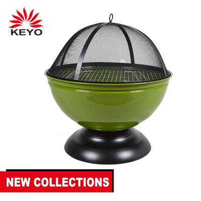 China Easily Assembled Outdoor Portable Black Fire Bowl Camping Garden Fire Pit Bowl Black Fire Basket with Cooking Grate Te koop