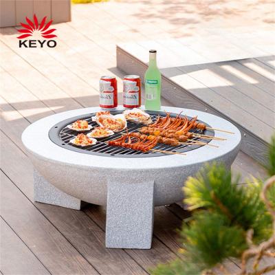 China Outdoor heating. FirePit With Round MgO Artificial Stone Corten Wood Bowl BBQ Grill Garden Fire Pit Outdoor Fire Pit Te koop