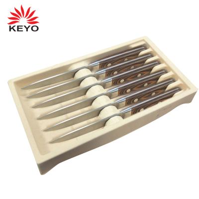 China High Quality Easily Cleaned Stainless Steel Kitchen Cutter Knife Set BBQ Wood Tool Knife Handle Stainless Steel for sale