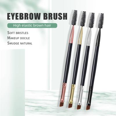 China Wholesale Private Label Skin-Friendly Angled Eyebrow Brush Double Sided Eyebrow Spoolie Brush for sale