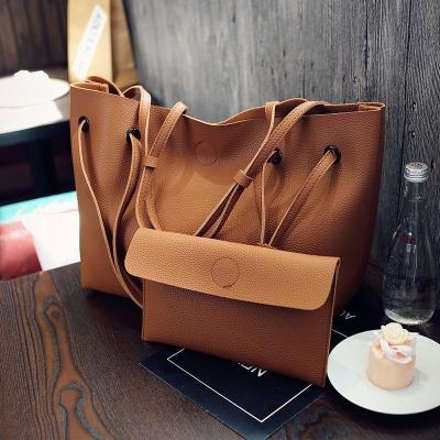 China Fashion Ladies Handbag PU Leather Bag 2 Pcs Set With Inner Pocket For Women for sale