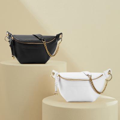 China Fashion Fanny Pack Tassel Decor PU Metal Waist Chain Bag for sale