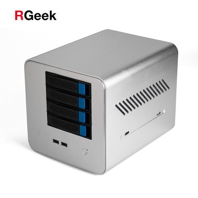 China RGeek Aluminum Alloy Customized 4Bay J1900 Quad Core Aluminum PC Mini ITX Nas Server for sale