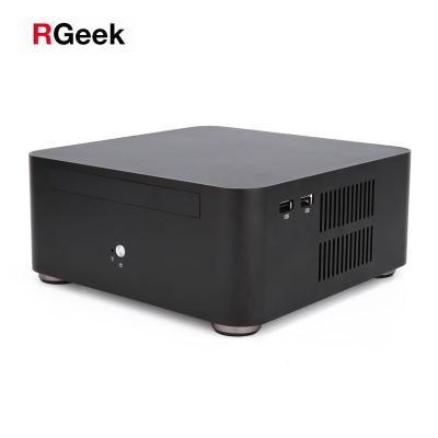 China OEM A80 Mini Mini Computer Desktop Case RGeek Linux PC Case HTPC Aluminum ITX Case with Drive Slot for sale