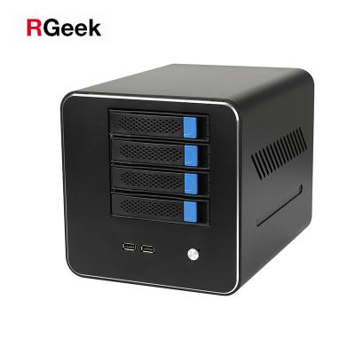 China Custom Server RGeek NAS04B OEM 4 Bay Nas Storage Server Cases Mini ITX ATX PC Tower Chassis for sale