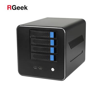 China With Side Panel Window RGeek Customize Full 4 Bay Aluminum NAS Server Cases for sale