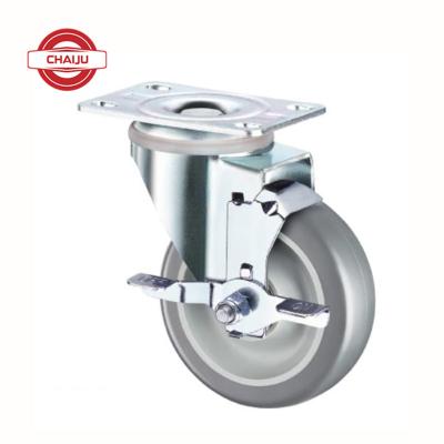 China Contemporary PVC Caster Wheels 500 Kg PU Swivel Plate Medium Duty Rubber Wheels for sale