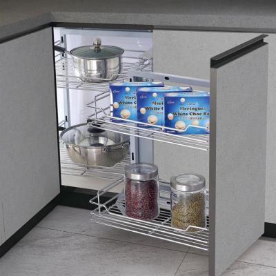 China Contemporary Kitchen Cabinets Pull Out Saucer Pull Basket In Wire Locker Kitchen Storage for sale