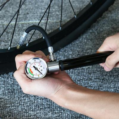 China ActEarlier Tire Repair Tool Aluminum Alloy FV Compressor Bike Tire Mini Portable Hand Inflator Bicycle Pump with Gauge for sale