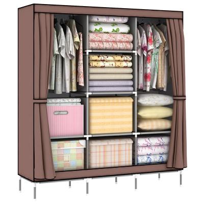 China Huge Size Foldable Nonwoven Fabric Enclosed Wardrobe With Cover Wardrobe Organizer System T-170B for sale