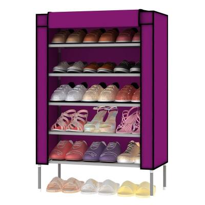 China 5 Layers Foldable Shoe Cabinet Nonwoven Fabric Organizer Storage Shoes With Side Pockets for sale