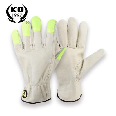 China Work Comfortable With rlight Custom Yellow Pigskin Price Utility Thermal Wear Winte Logo Leather Work Gloves for sale