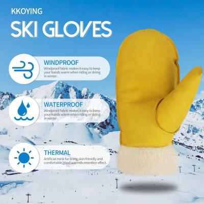 China New Arrival Fashion Yellow Waterproof Winter Windproof Protective Hand Warm Waterproof Ski Gloves For Sport for sale