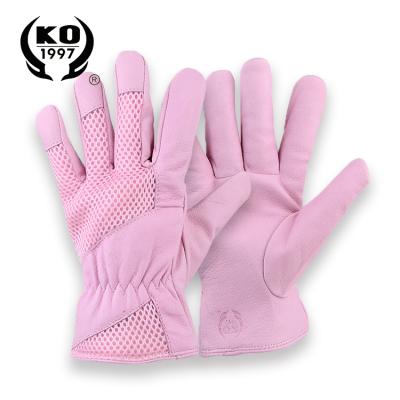 China OEM Comfortable Wholesale Working Safety Winter Glove Pink Pigskin Leather Garden Climbing Gloves for sale